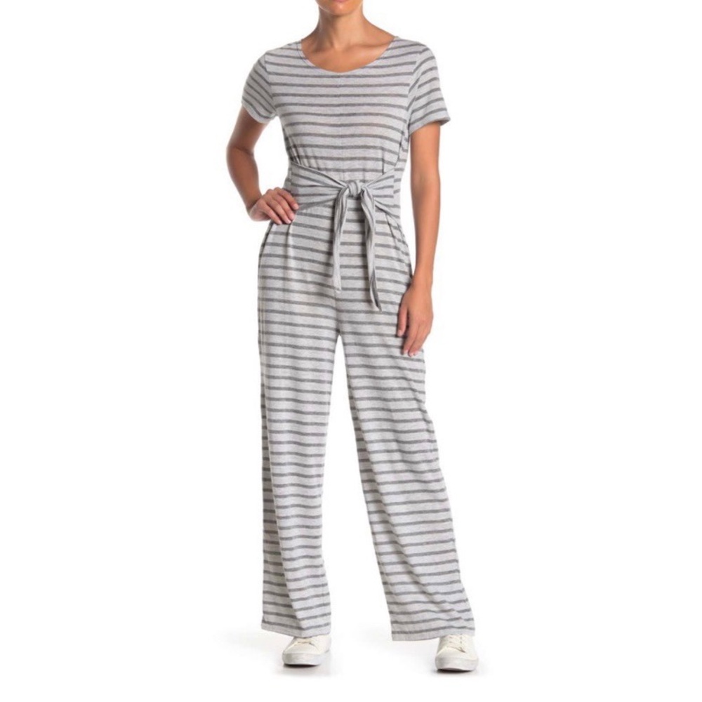 Alternative Tie Waist Striped Jumpsuit Size M
